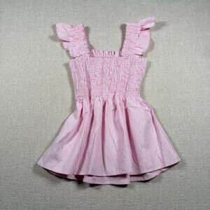 women's pink stripe small top babydoll flowy strap preppy ruffle modest stretchy